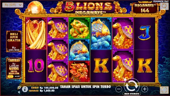 Tampilan Dasar Game Slot 5 Lions Megaways