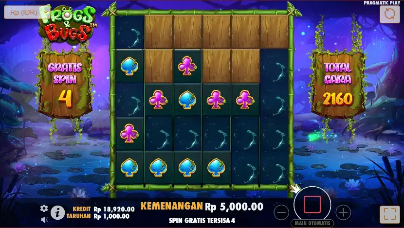 Tampilan Fitur Game Frogs dan Bugs