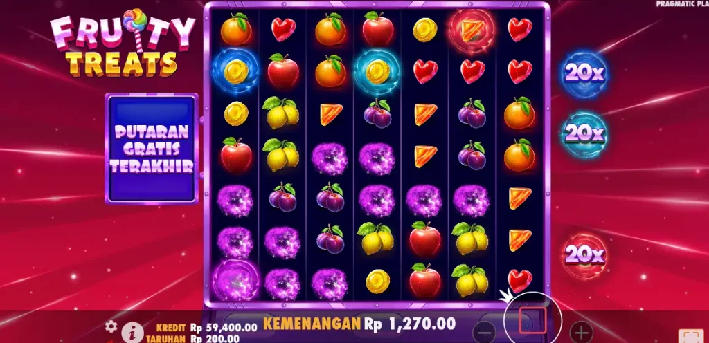 Tampilan Fitur Game Fruity Treats