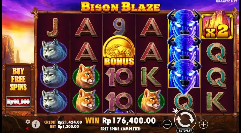 Tampilan Dasar Game Slot Bison Blaze