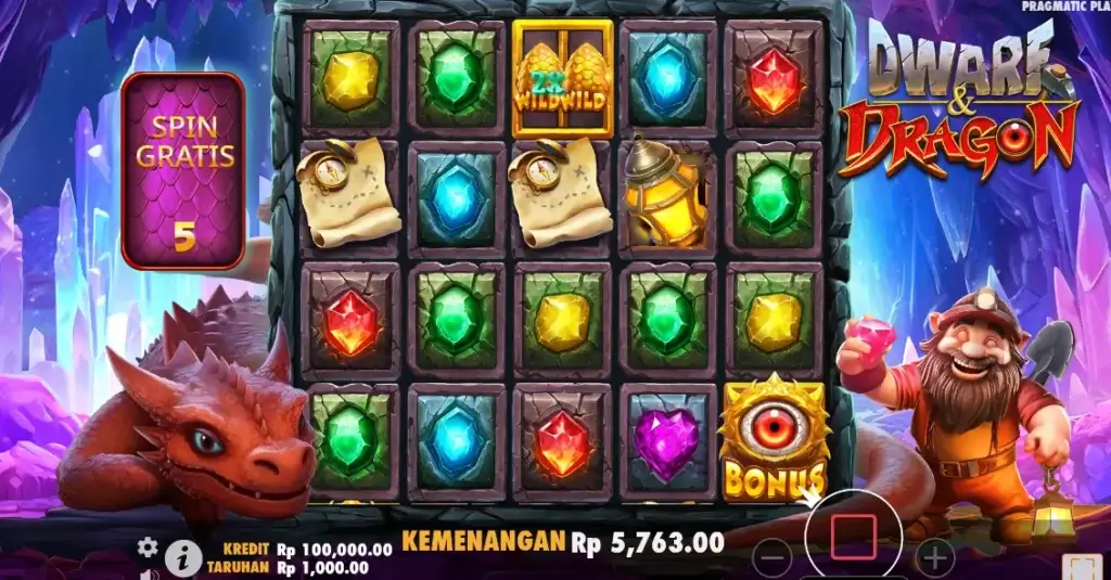 Tampilan FItur Putaran Gratis Dwarf and Dragon