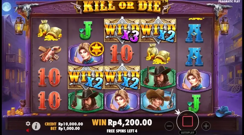 Tampilan fitur sticky wild Kill or die