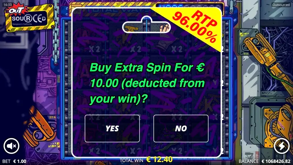 Outsourced Extra Spins Screenshot