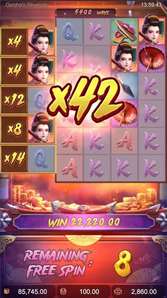 geisha's revenge freespins feature