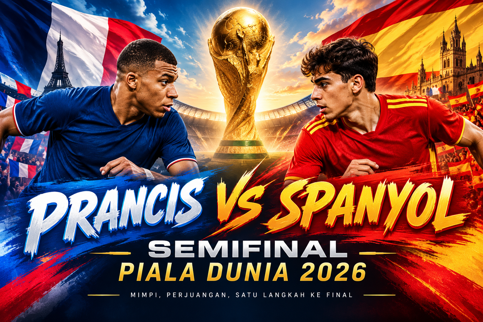 Jalalive Sajikan Live Streaming Prancis vs Spanyol Semifinal Piala Dunia 2026 Dini Hari Ini Pukul 02.00 WIB - Duel Penentu Tiket Menuju Final yang Paling Dinanti Dunia